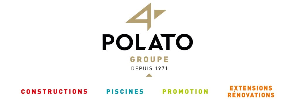 Logo du Groupe Polato et ses 4 expertises, plus de 50 ans d'expérience dans le bâtiment